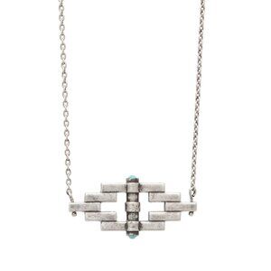 Pamela Love Turquoise Small Reflection Antique Silver Pendant Necklace